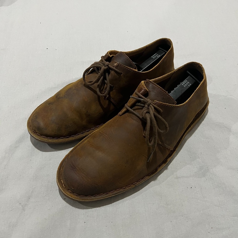 Clarks Mens Desert London Brown Beeswax Leather Low Top Flat Oxford Shoes 10m View 2